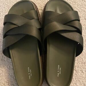 rag & bone Olive Green Crisscross Strap Slides